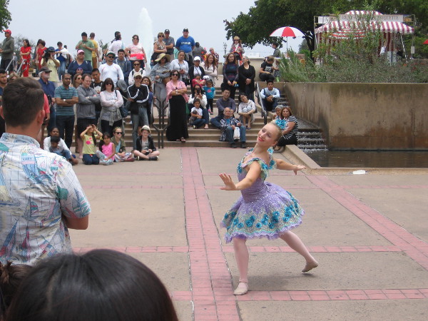Dancers were performing ballet on El Prado during the wonderful Balboa Park Garden Party.